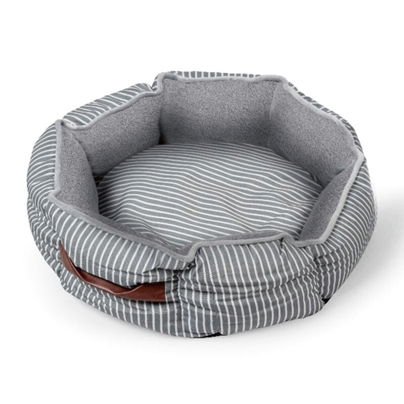 loungely stripe hundeseng hobbyhund stripete grå produktbilde