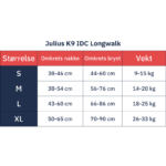 Størrelsesoversikt Julius K9 IDC Longwalk.