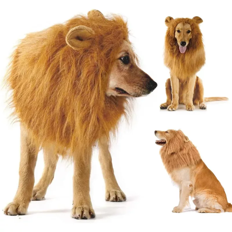 Cute Pet Dog Cosplay Clothes Lion Mane For Dog Costumes Realistic Lion Wig For Medium to 7