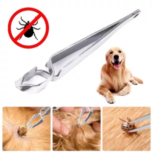 1PCS Stainless Steel Pet Treatment Tick Removal Tool Set 2 In 1 Fork Tweezers Clip For Cat Dog Supplies 1