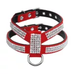 Bling Rhinestone Dog Harness Leather Puppy Cat Harness Vest Leash Set For Small Medium Dog Chihuahua Pug Yorkshire Pet Supplies 3