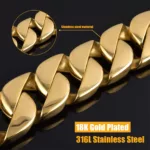 Dog Leash Pet Collar Lead Stainless Steel Super Strong Gold Collar Chain Customized 32mm Bulldog Pitbull Large Dog Collar Leash 4