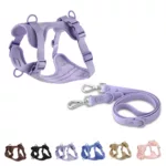 Double Dog Leash PVC Comfortable and breathable Dog Harness and leash set Adjustable Chest Strap Collars-f- Harnesses & Leashes 2