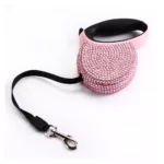 Pet Retractable Leash With Rhinestone Bling Crystal Cat Puppy Dog Lead Pink Blue 3M Flat Line Drop Shipping 2