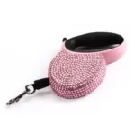 Pet Retractable Leash With Rhinestone Bling Crystal Cat Puppy Dog Lead Pink Blue 3M Flat Line Drop Shipping 6