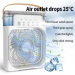 Portable Air Conditioner Fan Mini Evaporative Air Cooler with 7 Colors LED Light 1/2/3 H Timer 3 Wind Speeds and 3 Spray Modes 1
