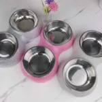 Rhinestone Dog Bowl Pet Supplies Bling Rhinestones Stainless Steel Pet Bowls Double Food Water Feeder For Pets Puppies Cats 2
