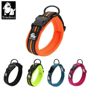 Truelove Adjustable Mesh Padded Pet Dog Collar 3M Reflective Nylon Dog Collar Durable Heavy Duty for all breed all weather 8size 1