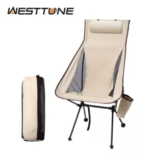 WESTTUNE Portable Folding Camping Chair with Headrest Lightweight Tourist Chairs Aluminum Alloy Fishing Chair Outdoor Furniture 1